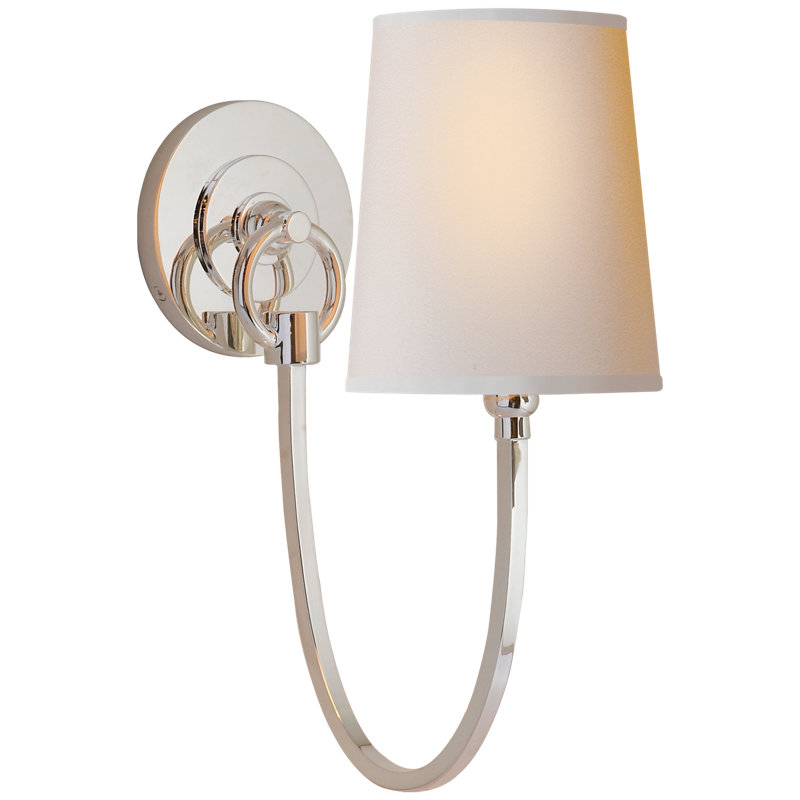 Thomas O'Brien Reed Single Sconce, Polished Nickel, Fabric