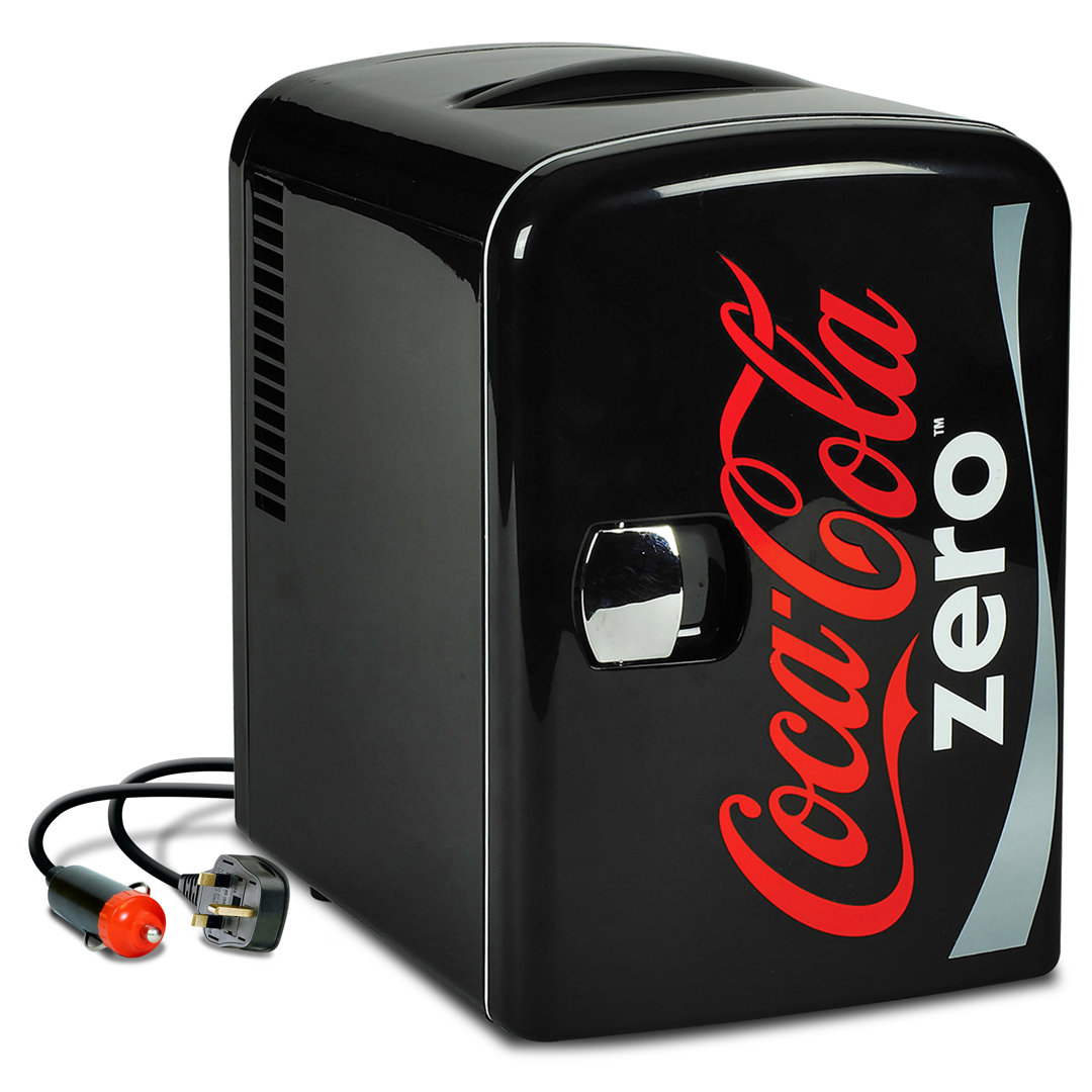 Coca Cola Coke Zero Mini Fridge 4L 6 Can Portable Cooler Warmer for Bedrooms