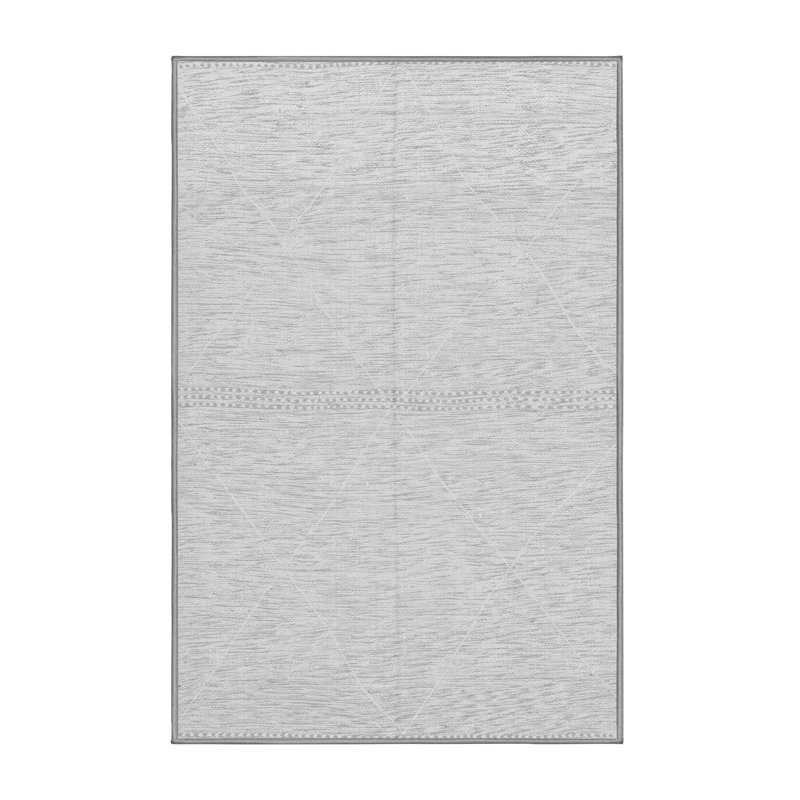 Tapis géométrique en laine / polyester tissé à la machine à motif géométrique, Rectangle 5 pi x 8 pi