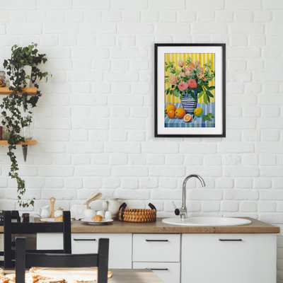 Citrus Floral Display Framed Print Under Glass, design by Creative Studio