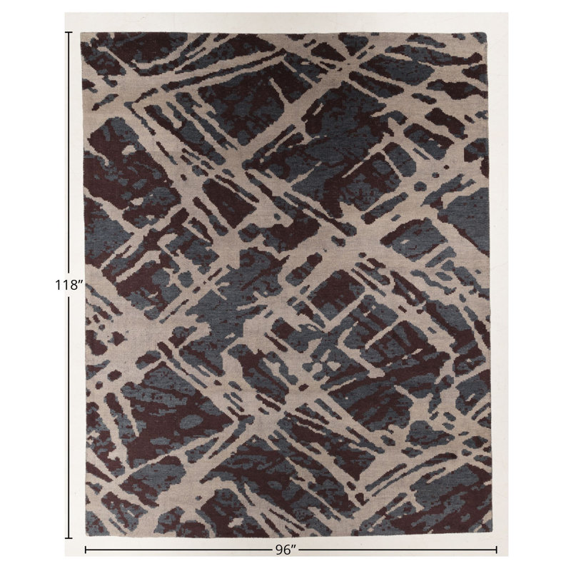 Handmade Cotton and Silk Abstract Area Rug