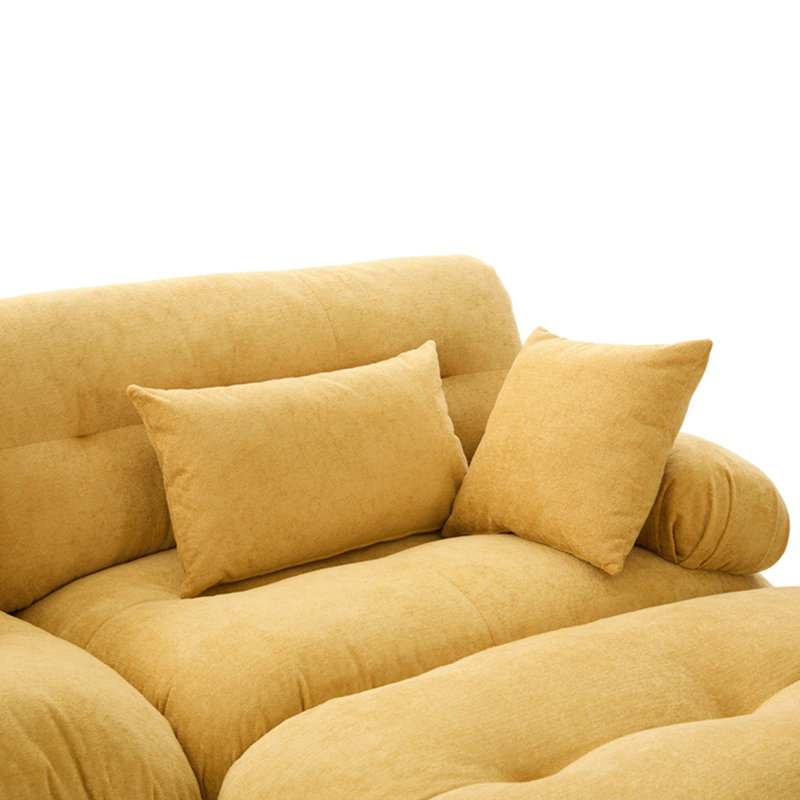 Canapé modulaire en forme de U avec 2 repose-pieds, Jaune moutarde