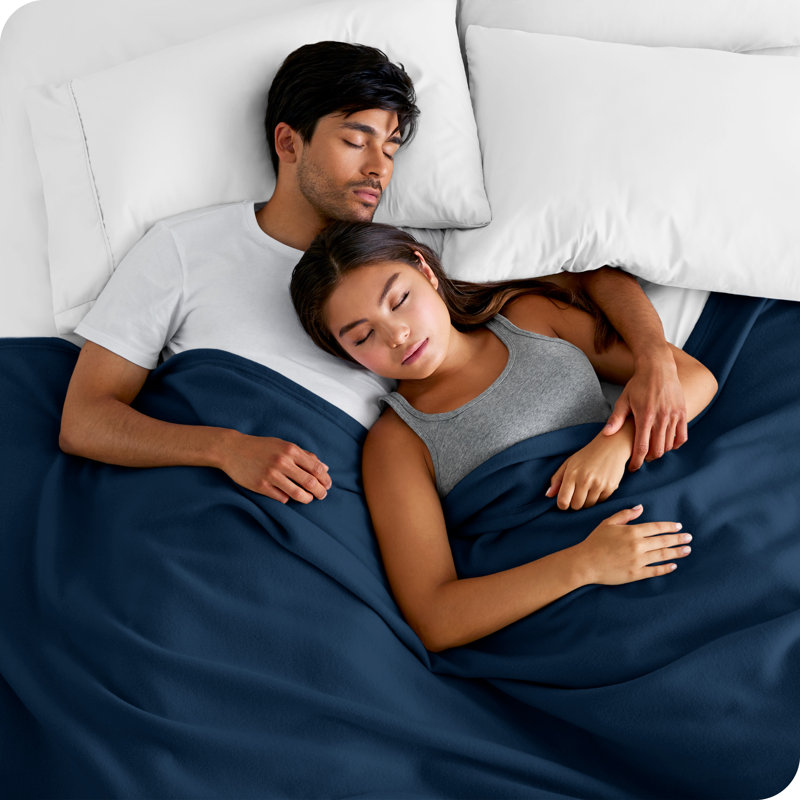 Full Dark Blue Reversible Fleece Blanket