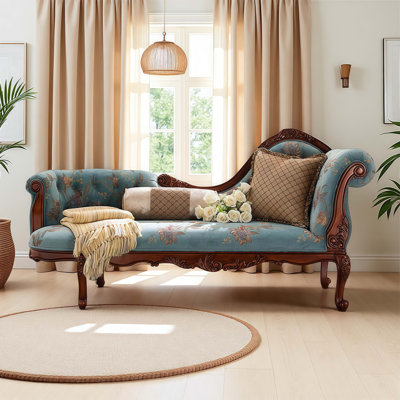 Chaise longue vintage en bois massif sculpté