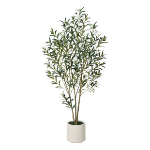 George Artificial Olive Tree in Round Planter, UV Protected Faux Olive Tree for Indoor Home Decor
