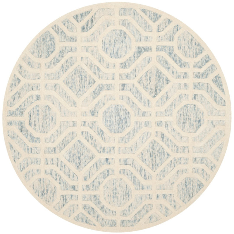 Deedgra Hand Tufted Wool Geometric Rug, Round 6'