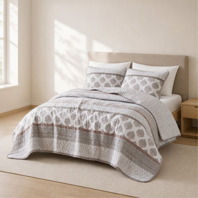 3-Piece Full/Queen Quilt Set,Clay