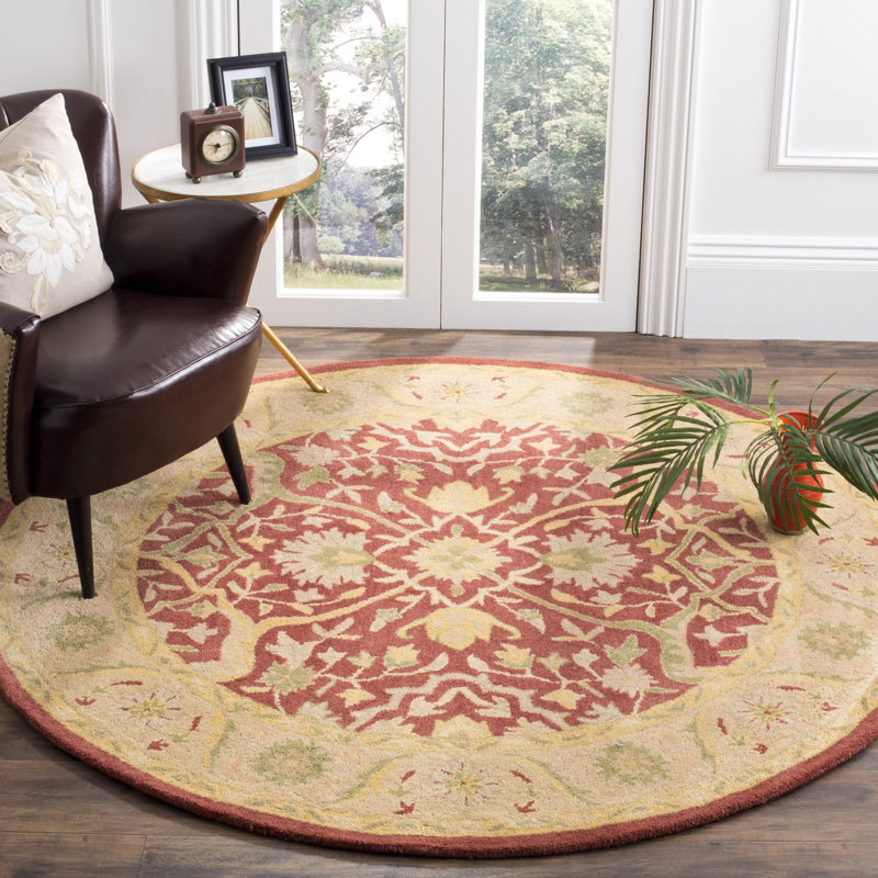 Traver Hand Tufted Wool Oriental Rug, Round 3'6"
