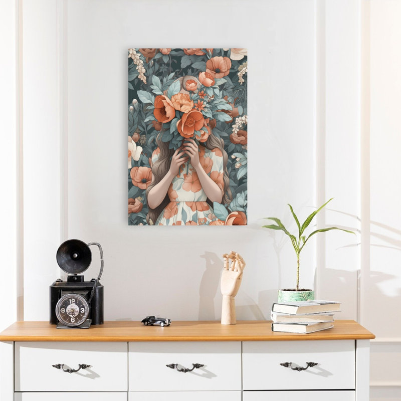 Rêves de voile de fleurs - Affiche murale contemporaine et moderne aux couleurs vives, inspirée par la nature et les fleurs