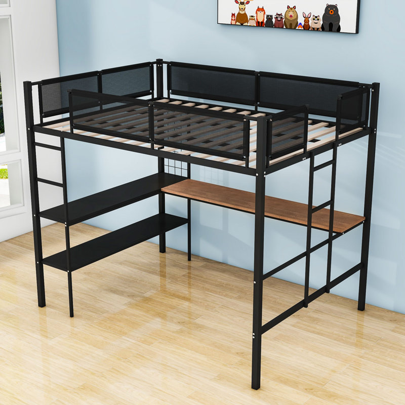 Lit mezzanine double avec bureau et tablettes Groton