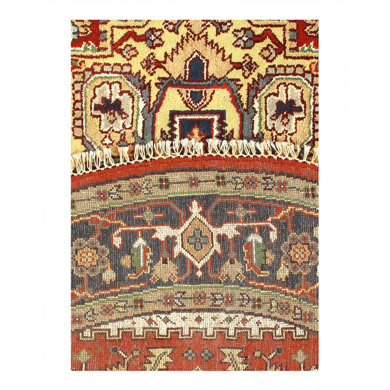 Rust Fine Hand-Knotted Round Serapi Design 7'9"X 7'9"