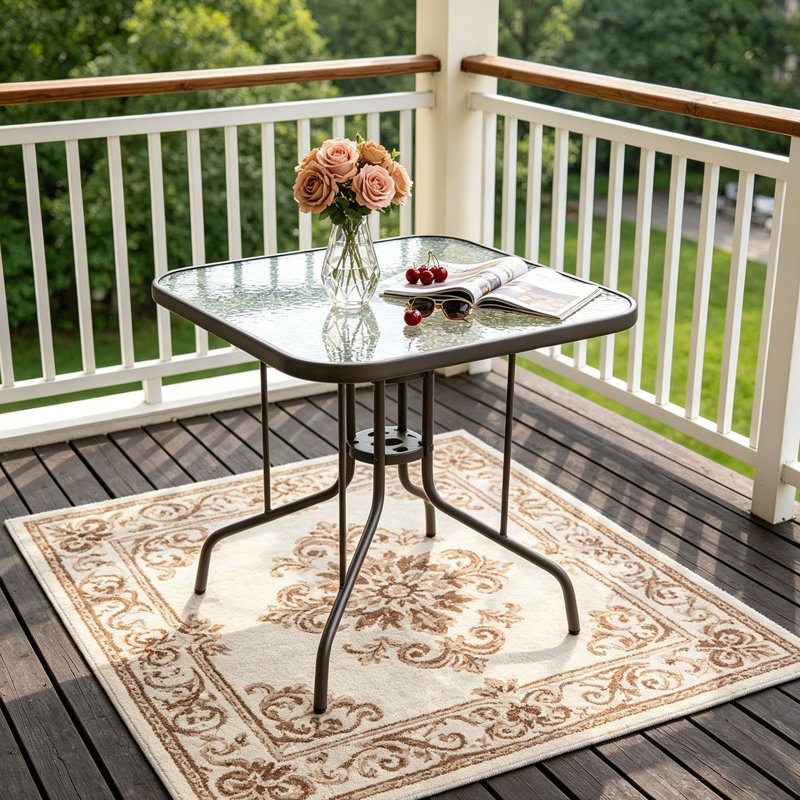 Table carrée d'extérieur en métal l 35,43 po x P 35,43 po