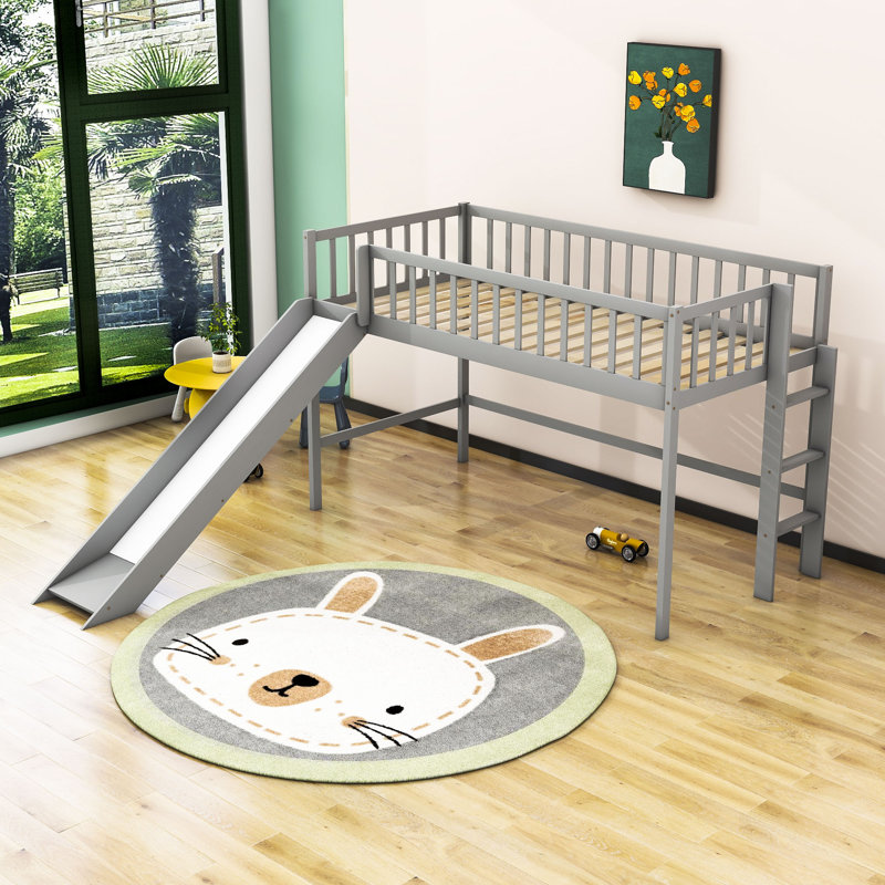 Falih Kids Twin Loft Bed, Gray