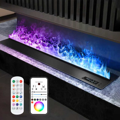 Brayden Studio Black Recessed Wall Mounted Electric Fireplace