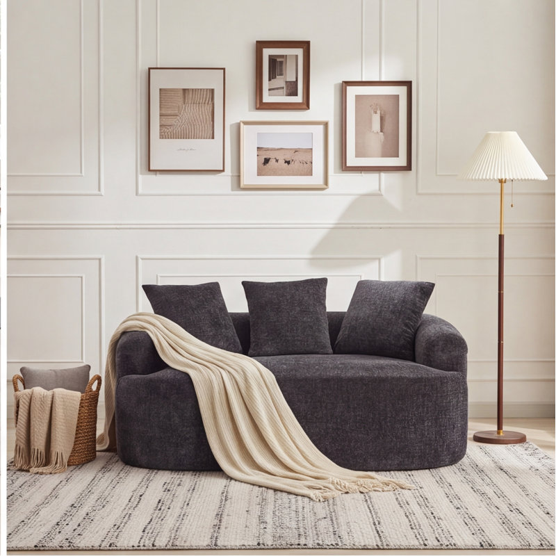 Canapé Curved - petite chenille avec 3 coussins