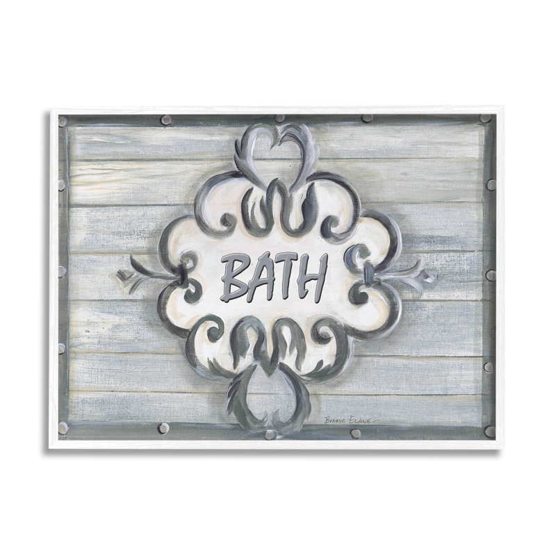 « bain gris à billes », art textuel sur toile tendue, H 16 po x l 20 po x 1,5 po, Giclée encadrée blanc bord de mer