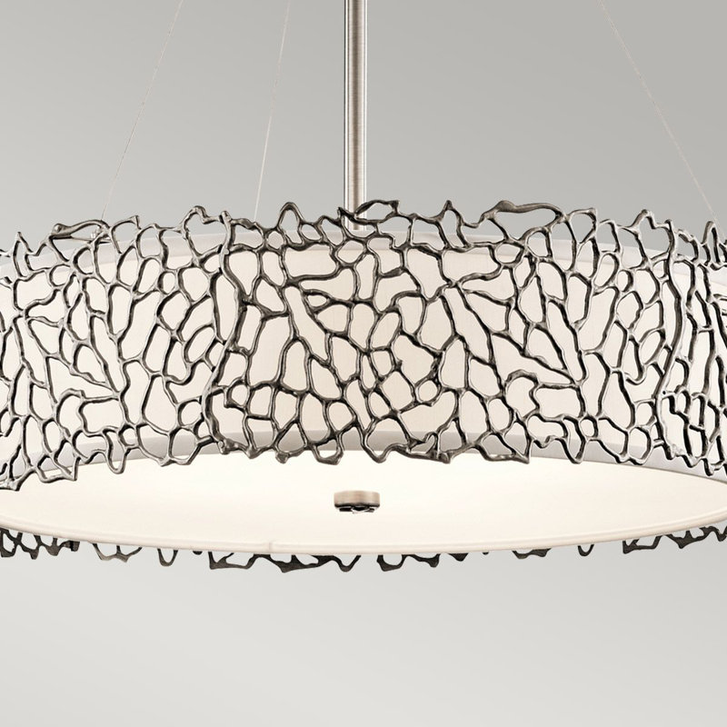 Bourbon 4 - Light Classic Pewter Drum Pendant