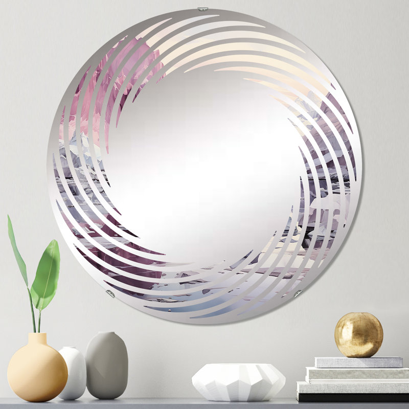 Sérénade glaciaire rose - cercle mural miroir en spirale, 23,6 po x 23,6 po