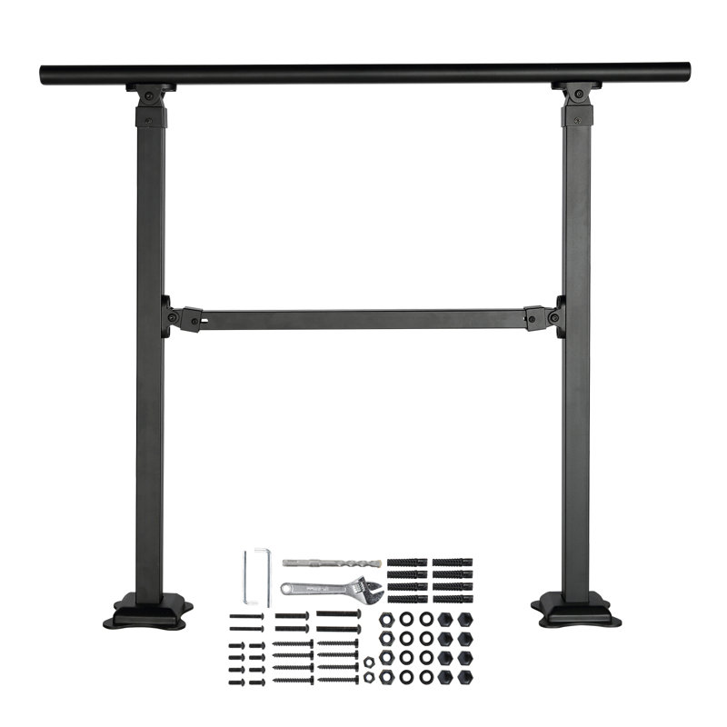 VEVOR Outdoor Hand Rails For Steps, 3Ft 3 Steps Carbon Steel Railing