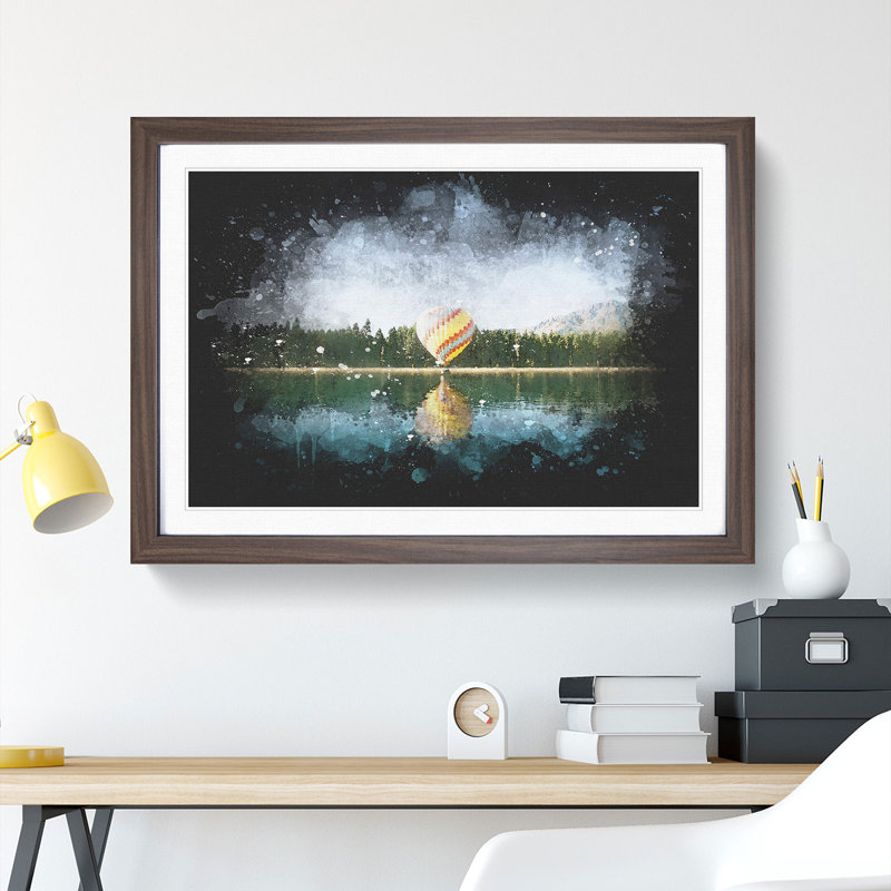 Hot Air Balloon Vol.1 - Picture Frame Graphic Art, 27cm H x 36cm W x 2cm D, Walnut Framed