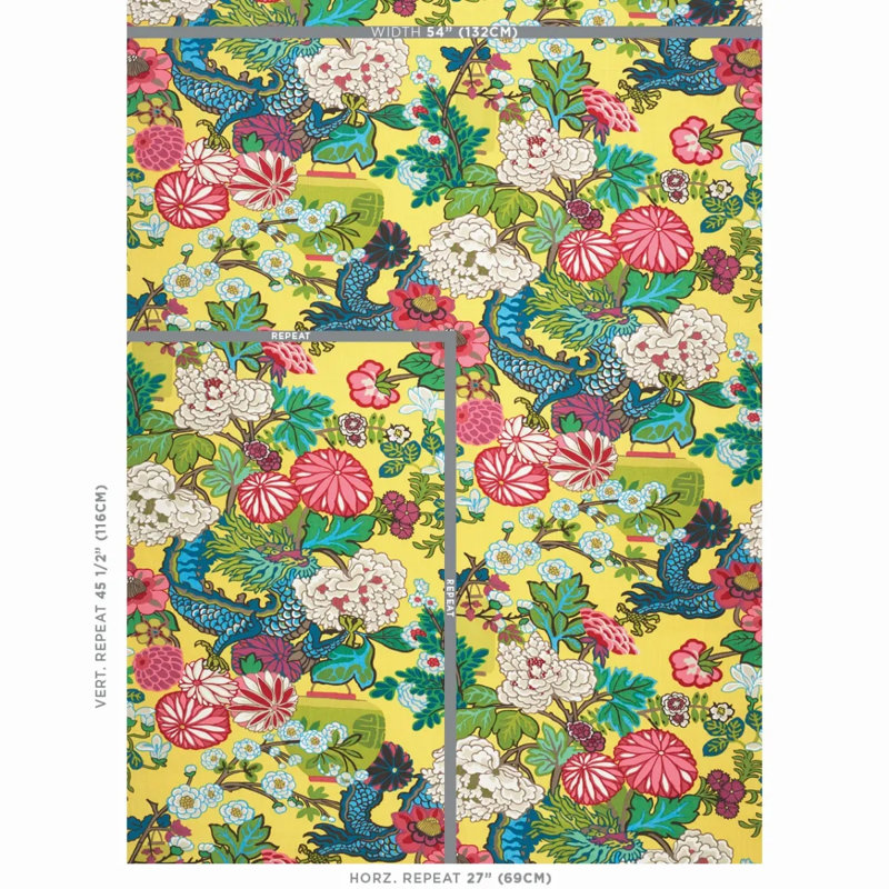 Chiang Mai Dragon Fabric, Yellow