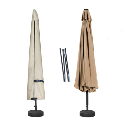 Patio Umbrella Cover - Outdoor Waterproof Garden Market Parasol Covers Fits Market Umbrella 7-10 Feet, Beige by Latitude Run