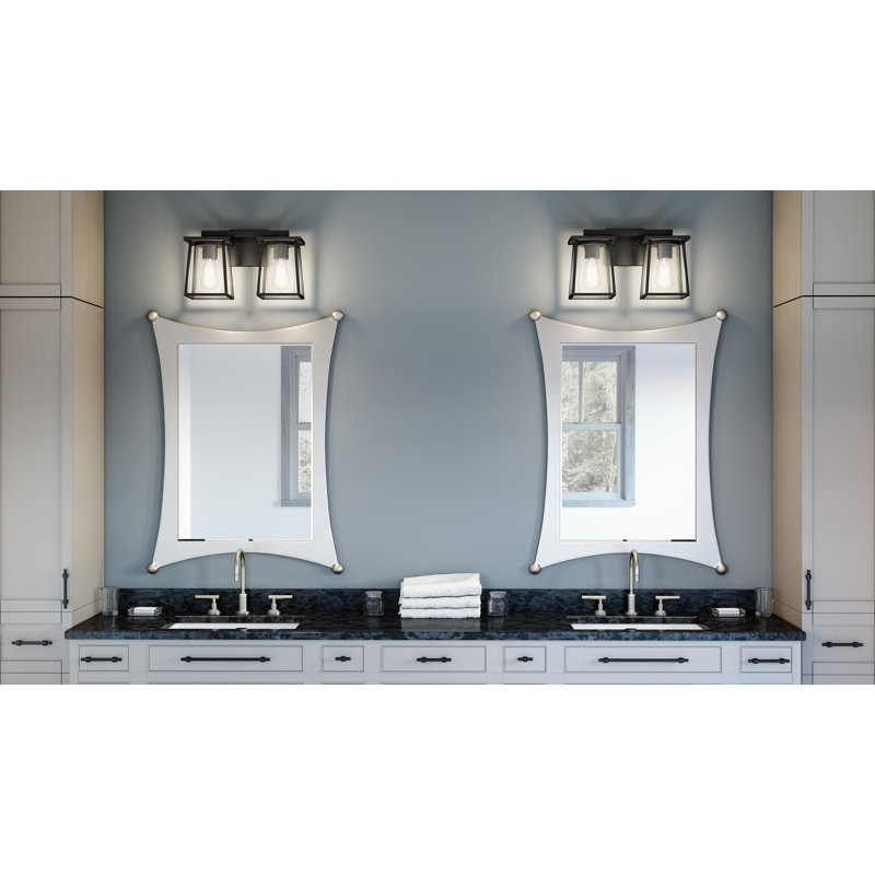 Éclairage pour meuble-lavabo noir mat à 2 lumières Awad
