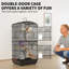 Grande cage à oiseaux en métal, cage à perroquet à plusieurs niveaux avec ensemble d'accessoires complet pour perruches et perruches