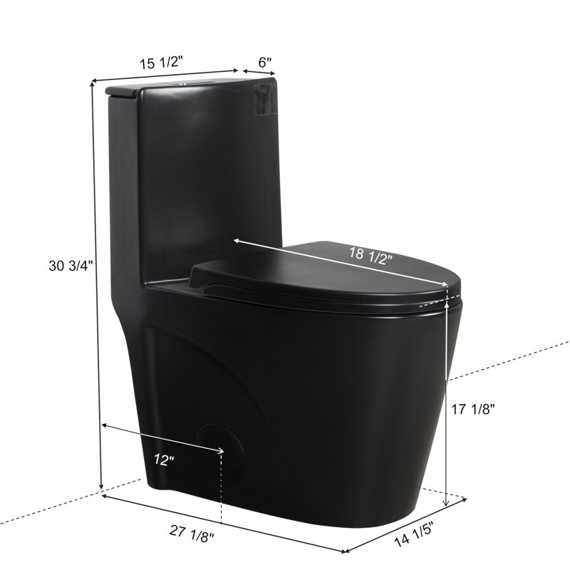 Matte Black High Efficiency Dual Flush One-Piece Elongated Toilet