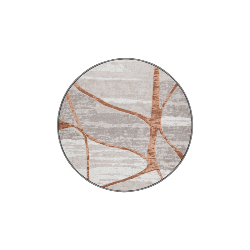Machine Washable Gray Area Rug, Round 8'