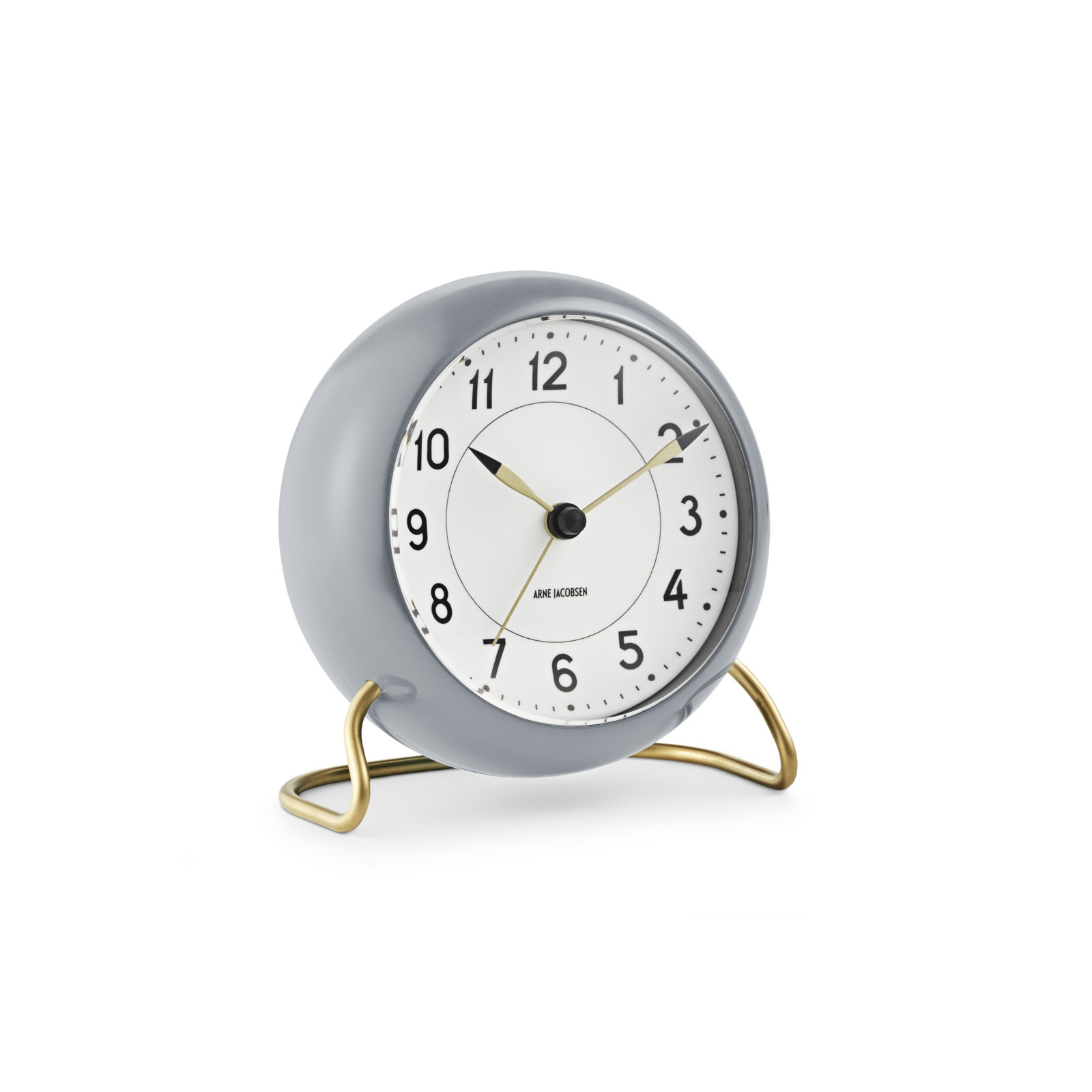Station Analog Electric Alarm Tabletop Clock, White/Gray/Gold