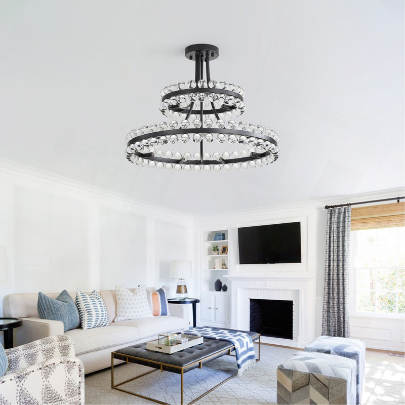 Lustre en cristal de 27 pouces avec 12 douilles E12 (ampoules non incluses), design moderne et élégant pour n'importe quelle pièce