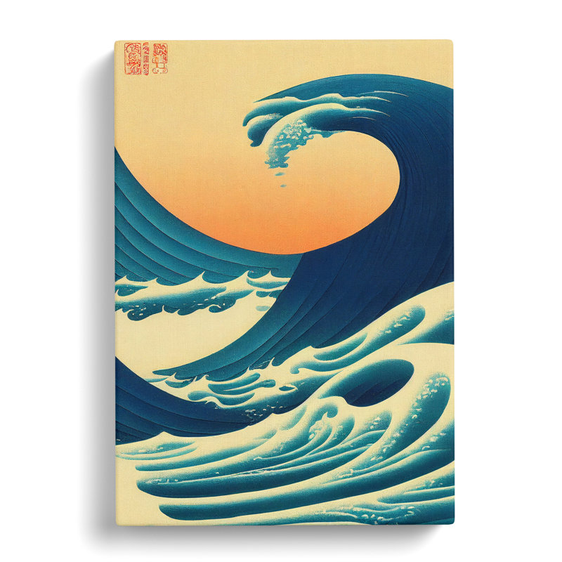 XC1022-4727X Traditional Japanese Wave No.6 - Wrapped Canvas Print, 50cm H x 35cm W x 3cm D