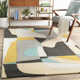 Gaye Geometric Handmade Tufted Wool Gray/Khaki/Teal Area Rug