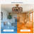 18In Caged Ceiling Fan With Light, Chandelier Farmhouse Ceiling Fans With Lights And Remote,Bladeless Rustic Fandelier Ceiling Fan For Kitchen, Bedroom(6 Speed, Timing)-Rustic Wood