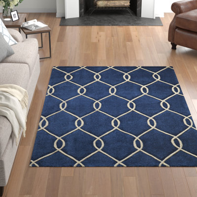 Tapis bleu marine touffeté à la main Branchville