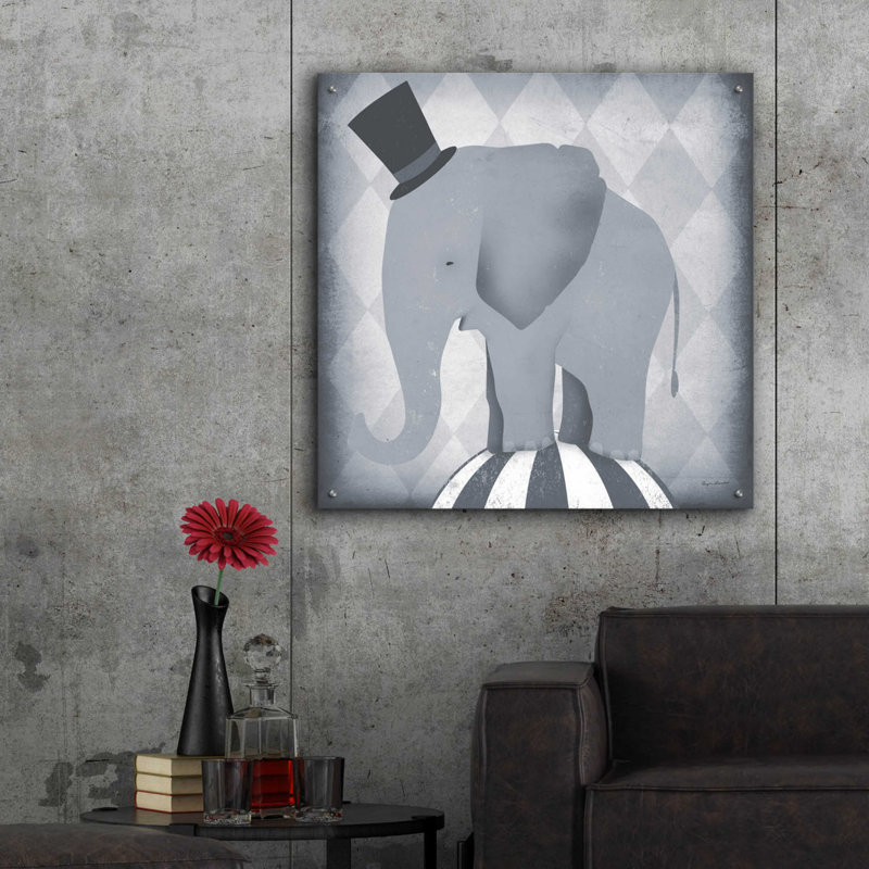 " Circus Elephant Gray " by Ryan Fowler, 36" H x 36" W x 0.2" D