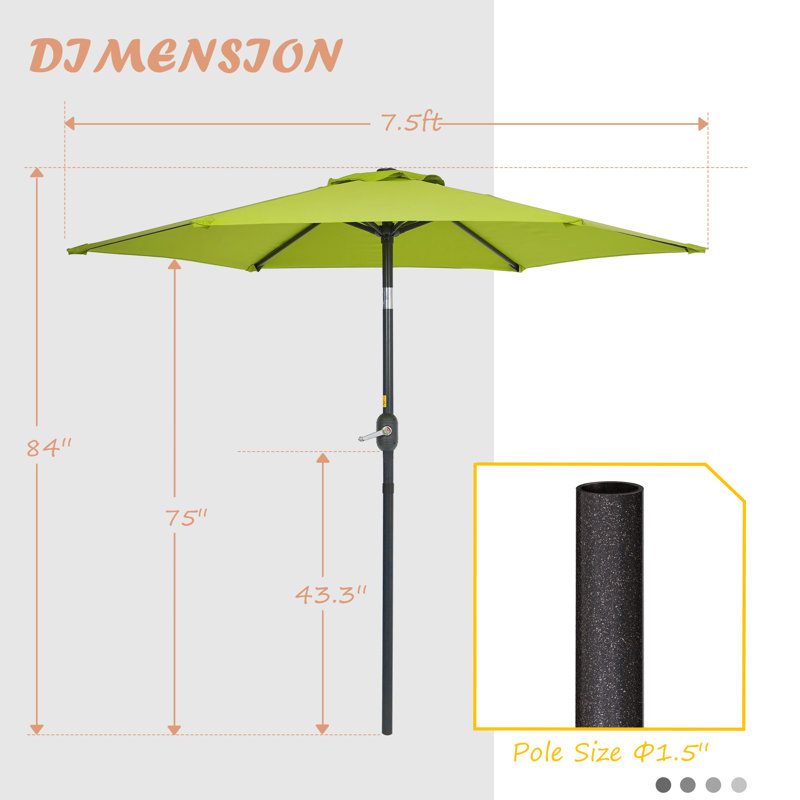Parasol de marché 7,5 pi Blaise, Vert olive