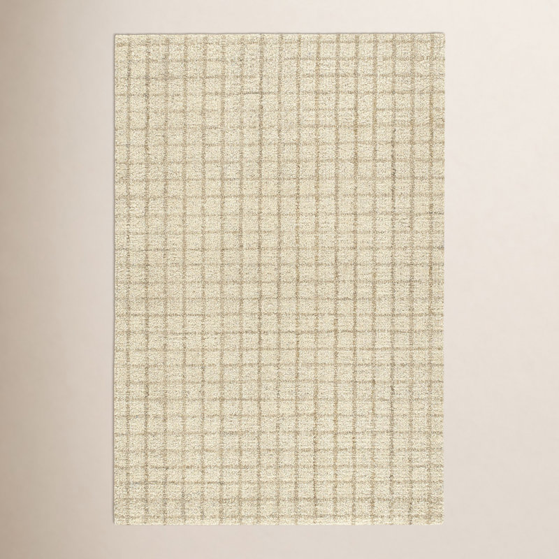 Tapis en laine naturel crocheté à la main Conall, Rectangle 3 pi x 5 pi