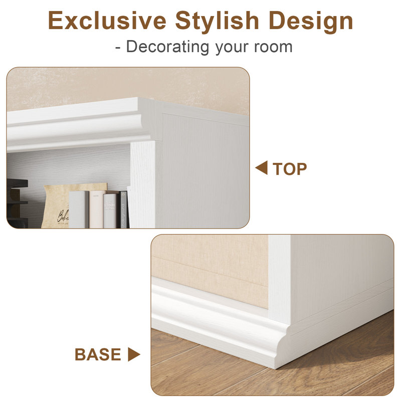 72" H x 47.2" W Wood Double 6-Tier Bookcase(set of 2), White