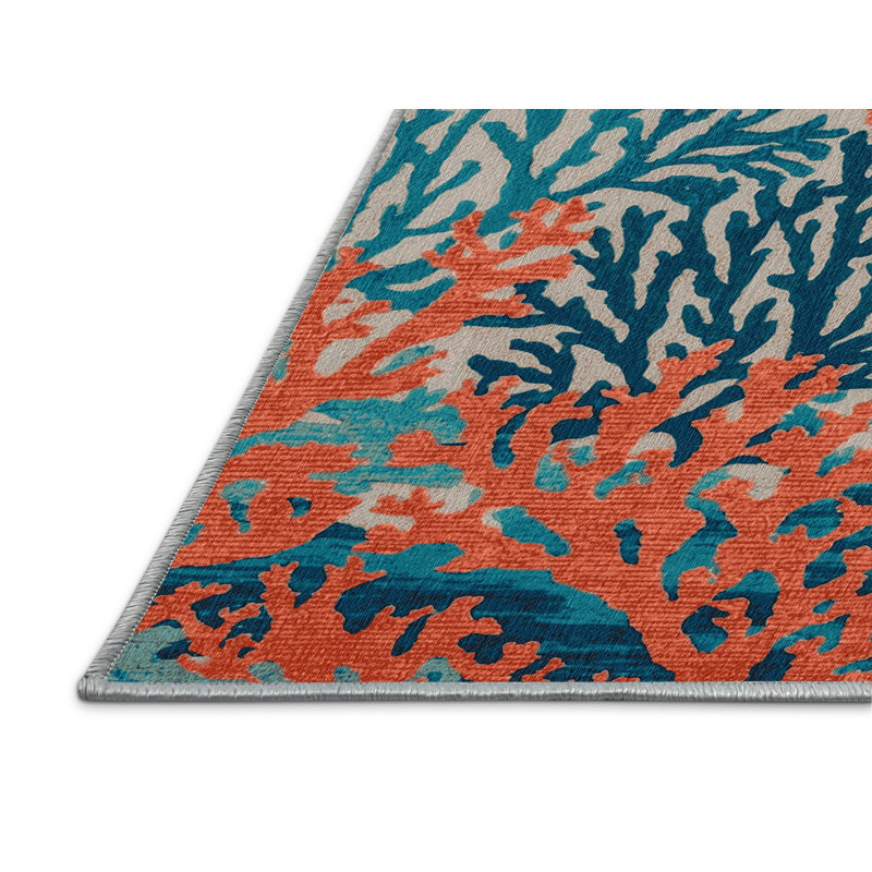  Tapis bord de mer lavable Coral Reef, Rectangulaire 2 pi x 3 pi