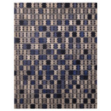 Rug & Kilim’S Scandinavian Geometric Silver Gray And Blue Wool Pile Rug
