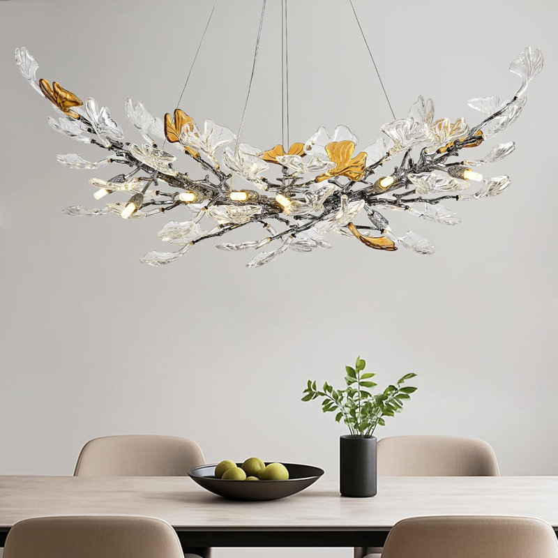 Lustre Ginkgo, 12 lumières, H 17,72 po x l 47,24 po x P 23,62 po