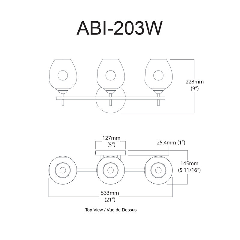 Éclairage pour meuble-lavabo à 3 lumières à intensité variable Andi, Transparent, Chrome poli