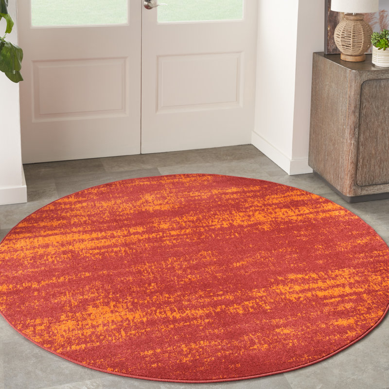 Tapis rouge intérieur / extérieur Nourison Essentials, Rond 4 pi