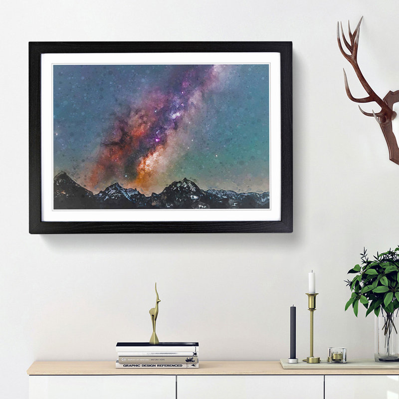 Colourful Stars Over Austria in Abstract - Picture Frame Graphic Art Print, Black Framed, 27cm H x 36cm W x 2cm D