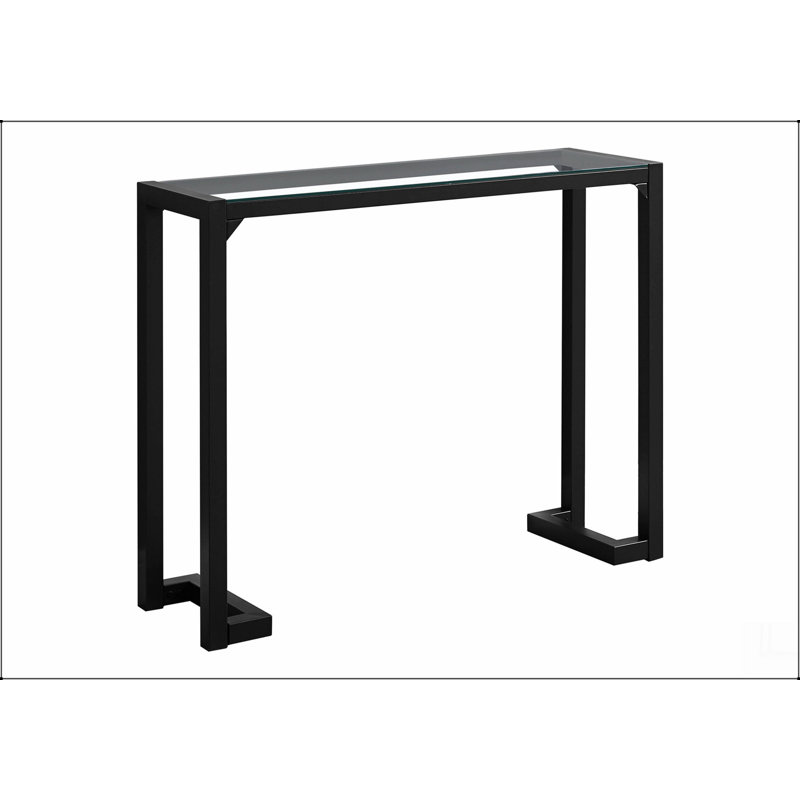 Table d'appoint, console, vestibule, étroit, canapé, verre trempé transparent, métal noir