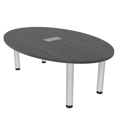 6 Foot Oval Shaped Conference Table with Post Legs and Power Data