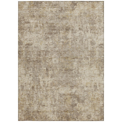 10' X 14' Taupe And Beige Abstract Washable Indoor Outdoor Area Rug