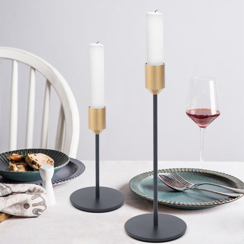 2 Pieces Iron Tabletop Candlestick